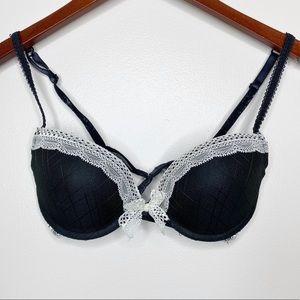 Black and white lacy padded bra